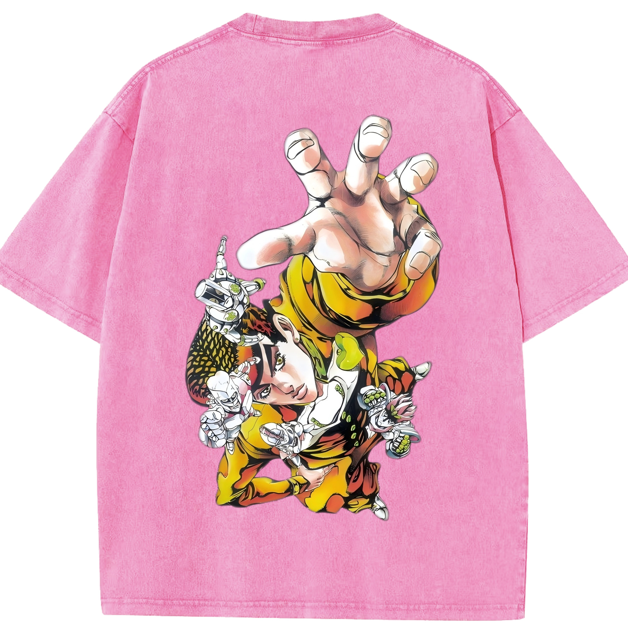 （画像用） ジョジョの奇妙な冒険 ひがしかた じょうすけ JoJo's Bizarre Adventure Higashikata Josuke 綿100% ヴィンテージ風 半袖Tシャツ（背面プリント）
